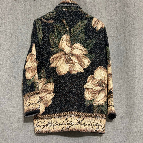 Vintage Painted Pony Tapestry Floral Script Blazer Jacket Women Size 3 XL* USA - Picture 2 of 9